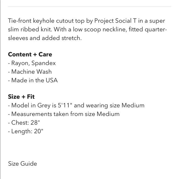 NWT*PROJECT SOCIAL TEE SARA TIE-FRONT TOP - Picture 5 of 5